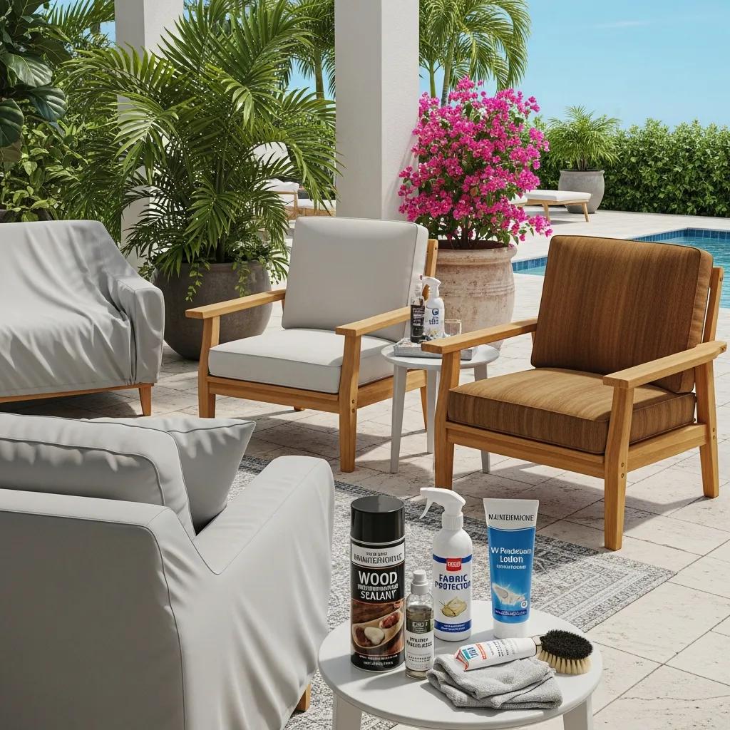 Patio furniture being maintained on a Florida terrace