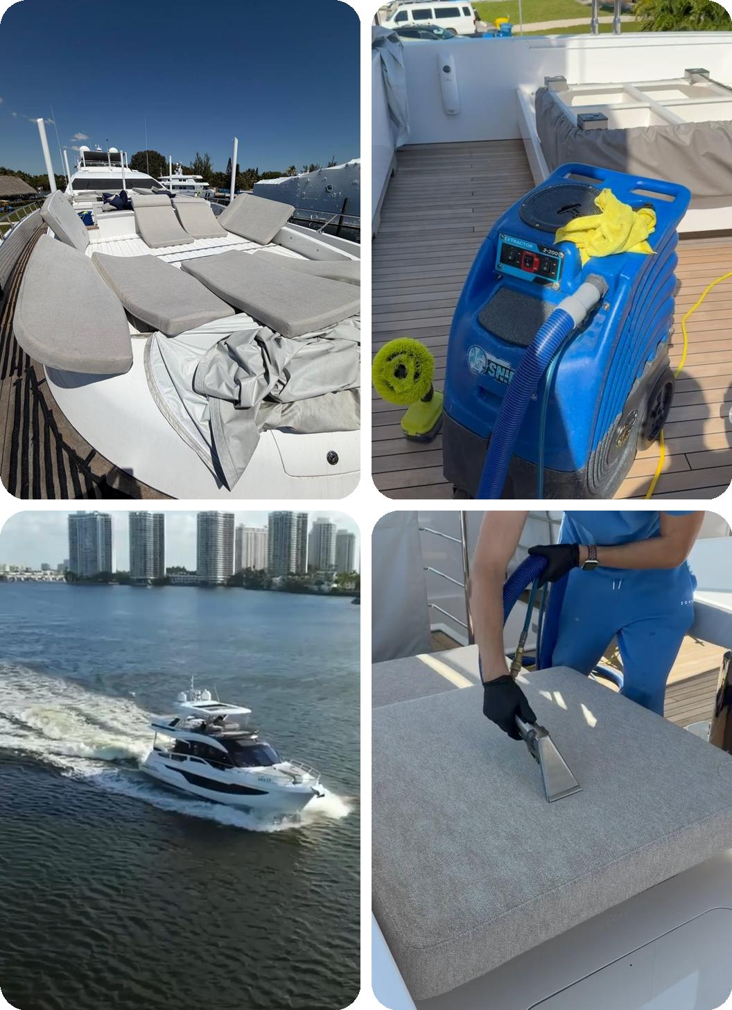 Professional upholstery cleaning machine removing stains from furniture in Miami